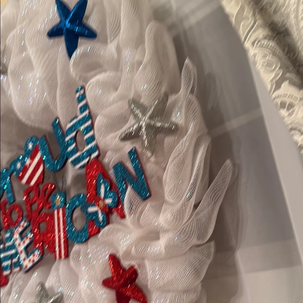 Patriotic Wreath with Stars and Glitter